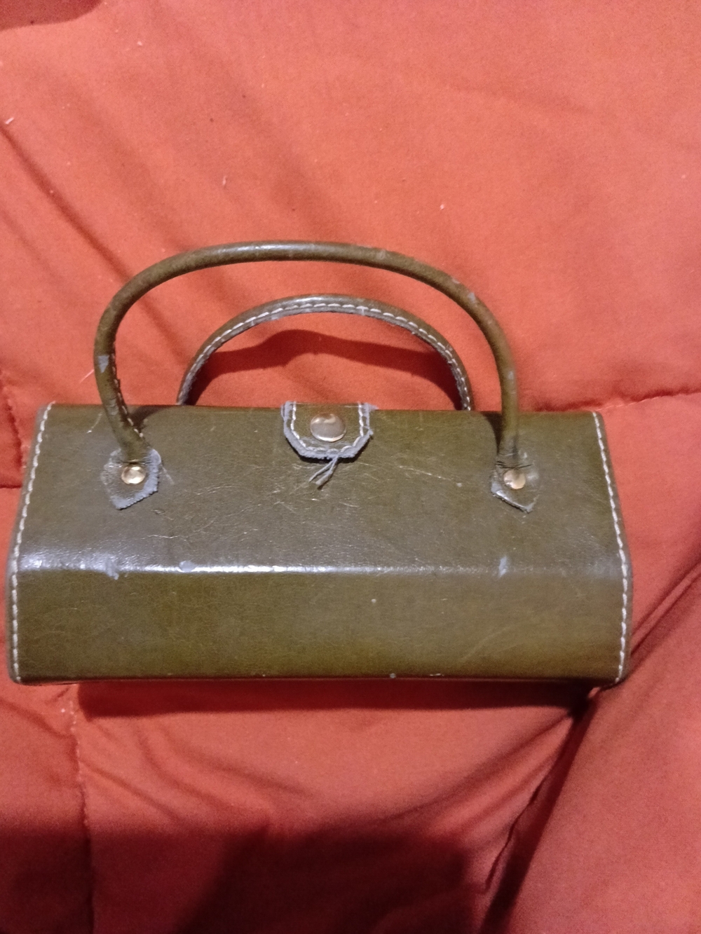 Olive Green Women’s Top-Handle Vintage Eyeglass/Sunny Holder - Picture 2 of 5